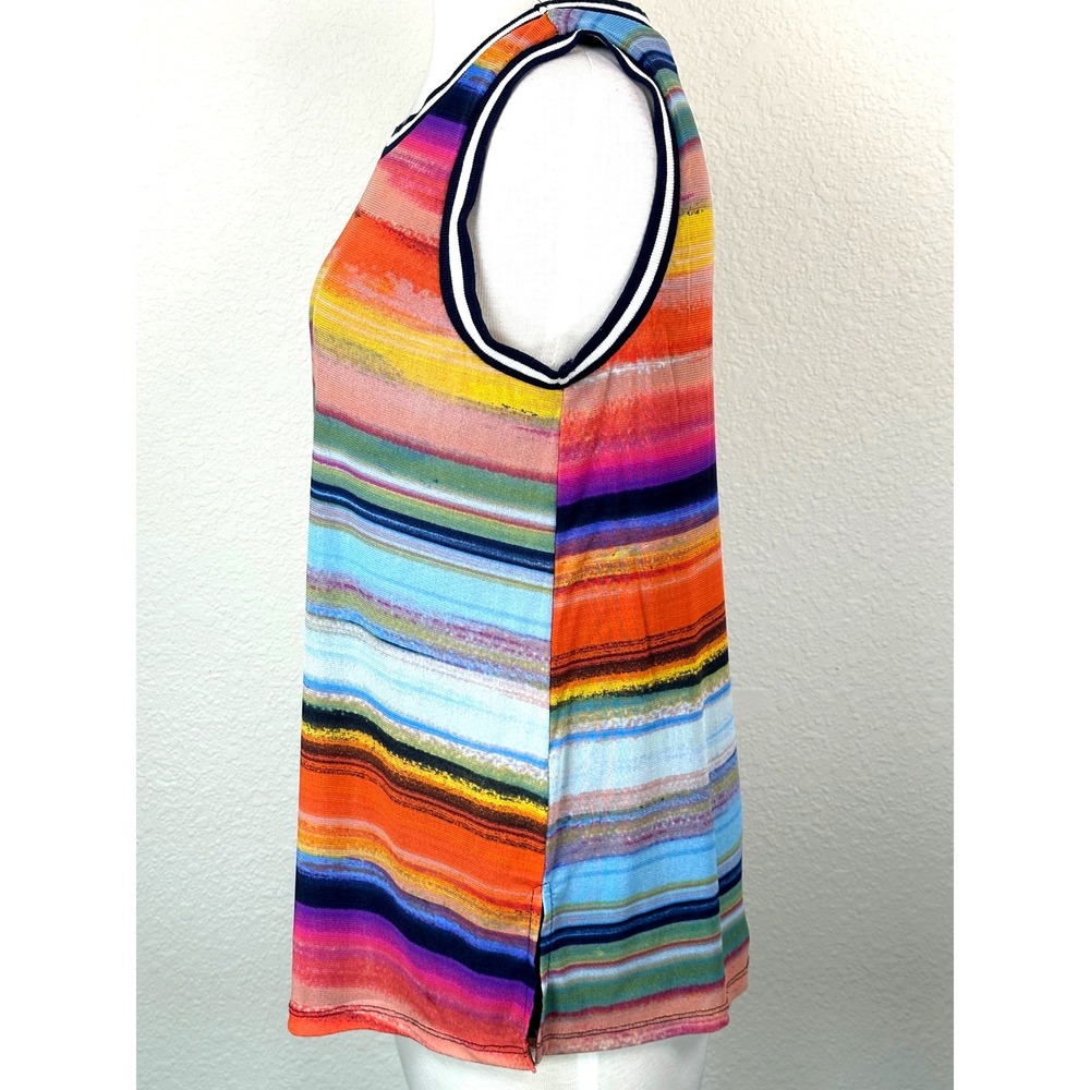 Boston Proper‎ Mesh Tank Top M Colorful Stripe Layered Sleeveless - Picture 5 of 14